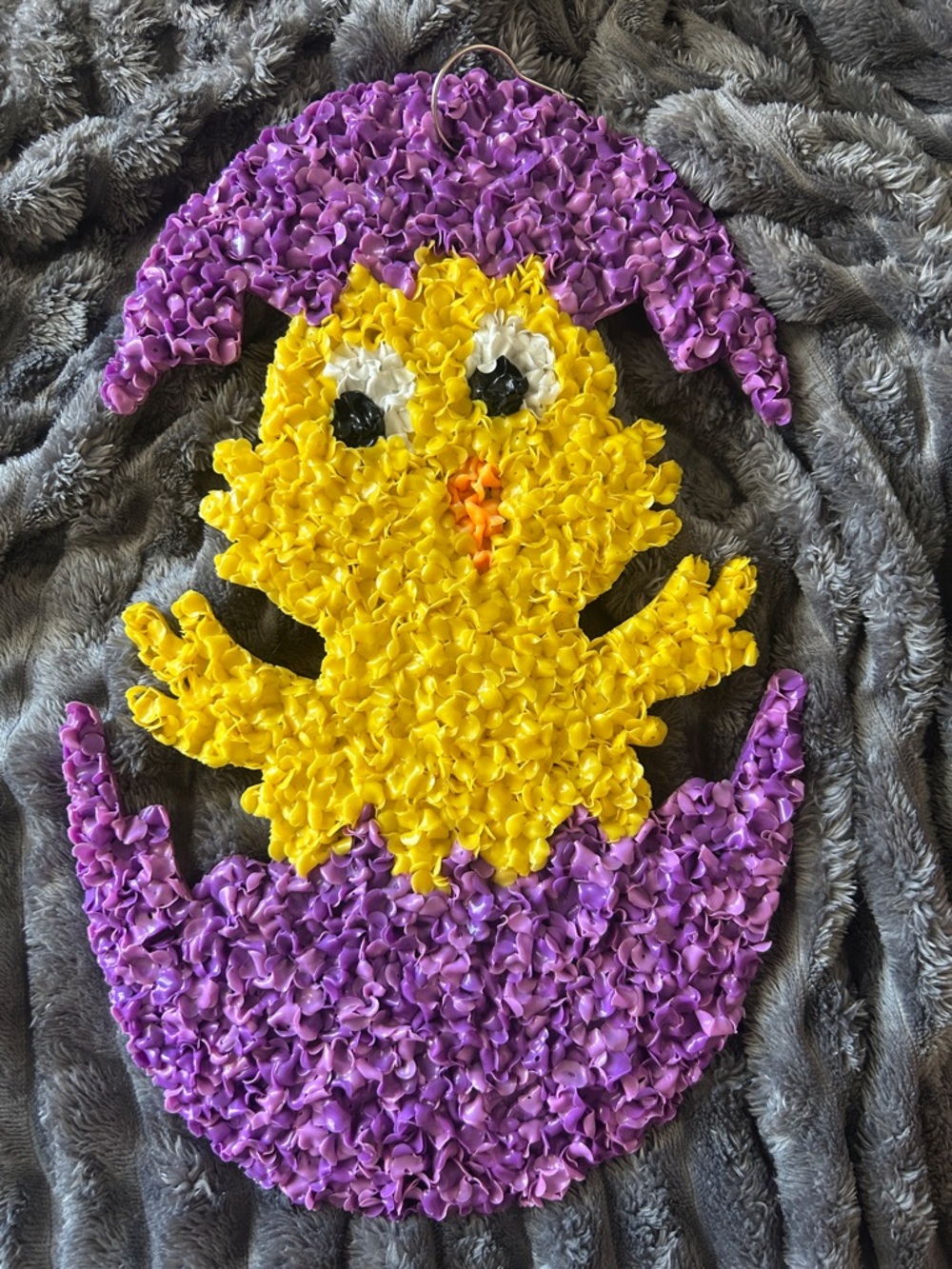 Purple Egg & Yellow Chick Floral Wreath